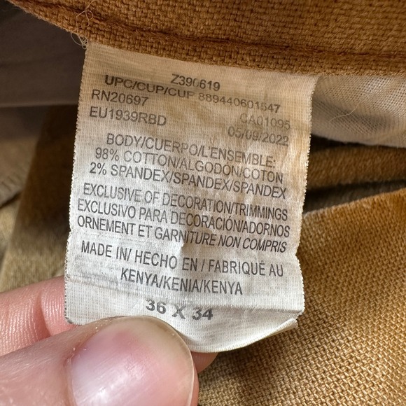 Dickies Carpenter Pants Mens 36x34 Tan Paint Splatter Work Utility Duck Canvas - Picture 5 of 7